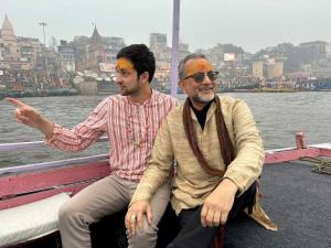 At the ghats of Varanasi with my son Ryan