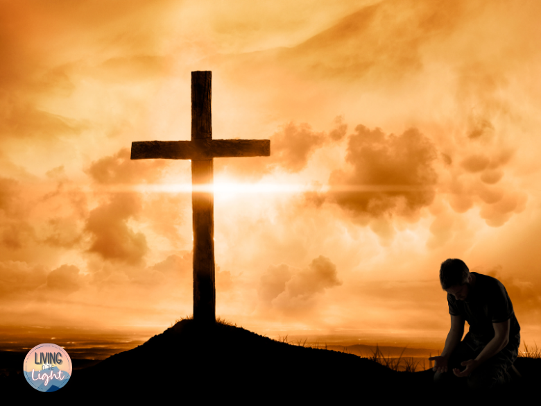 kneeling at the cross for forgiveness