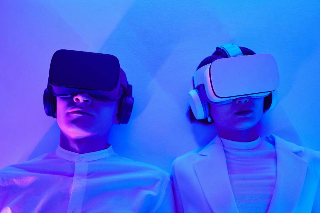 Two people playing a VR game.