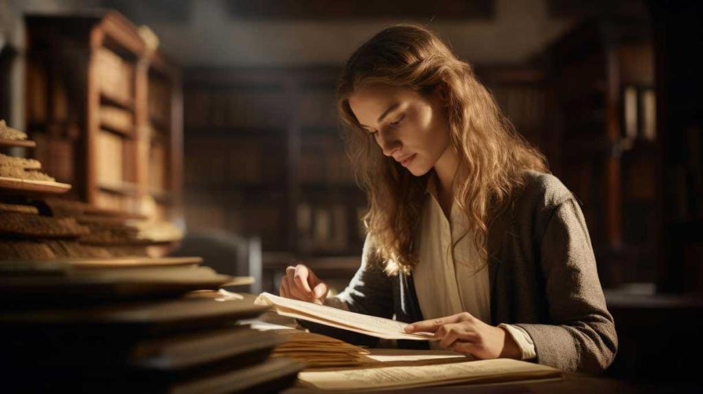 a woman studies at the library