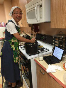 So Sr. Khristina use my recipe for mashed potatoes but she insists on mashing them by hand. Using a step stool is her own innovation.
