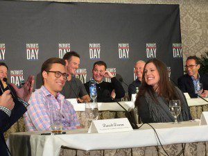 The real life Patrick Downes and Jessica Kensky whose story is portrayed in "Patriot's Day" (they both lost their left legs). They were delightful at the press day - and still have far to go with their healing.