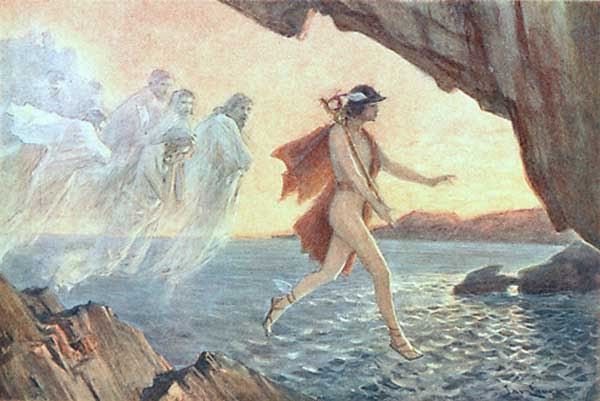 Hermes Leads the Lamenting Souls, by Jan Styka. Public domain image.
