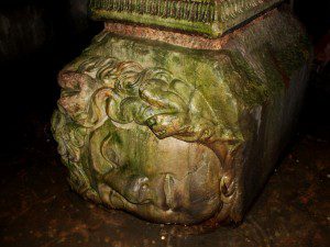 Medusa, a fearsome Goddess, in the cisterns of Istanbul. She deserves better than this.