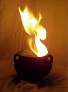 flaming cauldron