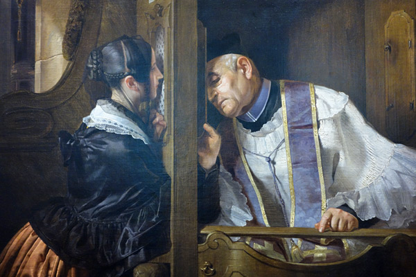 Giuseppe Molteni (1800-1867), The Confession, 1838 (Gallerie di Piazza Scala, Milan)