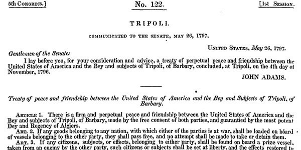 Atheist Monument Critique Treaty Of Tripoli Bob Seidensticker   Treaty Of Tripoli 1797 