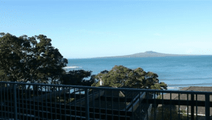 A beachfront view of Rangitoto Island from 47 The Strand where the Pacific Area Presidency are accommodated.