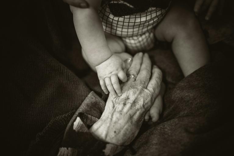 Elderly Lady with Baby