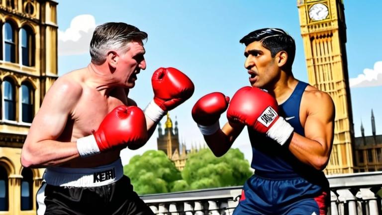 Sir Keir Starmer and Rushi Sunak Boxing outside parliament