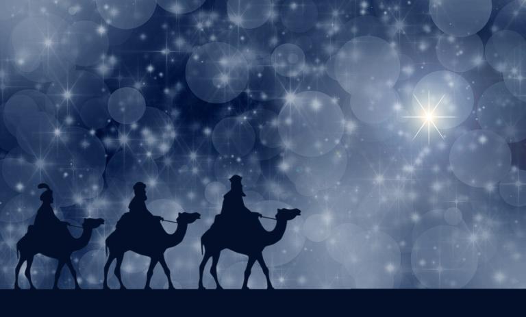 Three wise men following the star