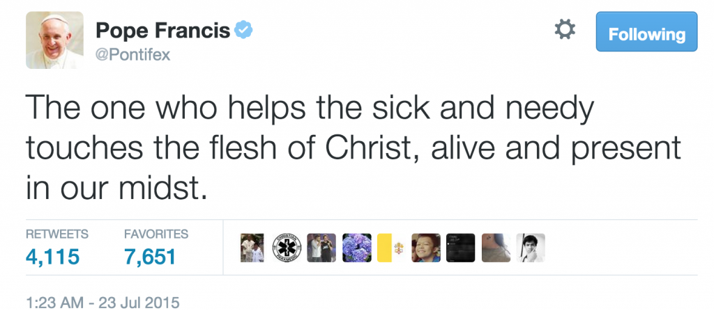 Tweet from @Pontifex account: 