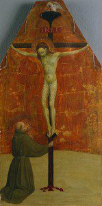 Sassetta _St_Francis_Kneeling_before_Christ_on_the_Cross_1437-1444_Cleveland_Mus of_Art