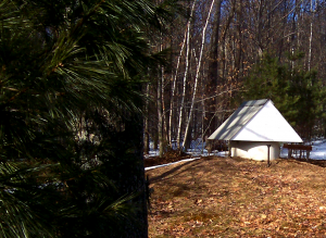 The head at Cooper Spring in Maine. This spring is very well-maintained, with a pipe that lets water flow continuously, year round, to a spout by the side of the road where people regularly fill their containers.