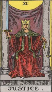 Justice Card in the Rider Waite Tarot