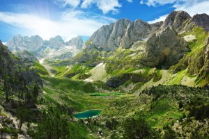 View of mountain lakes in the Albanian Alps, by Lenar Musin