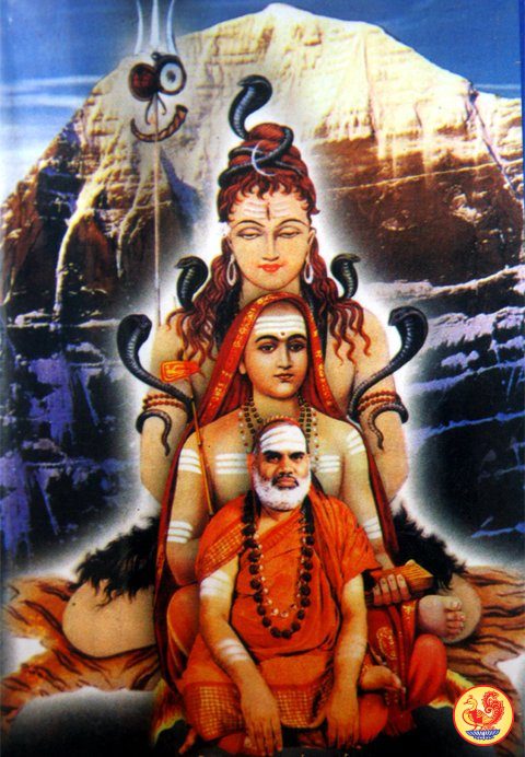 I love this image of His Holiness with Adi Shankara and Lord Shiva behind him