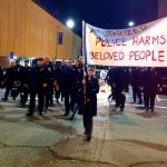 Thorn Coyle marching with Brennos of the Coru Cathubodua, Oakland, Nov 24. [Photo Courtesy: Gae Sidhe] 