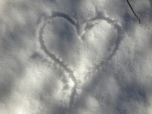 Heart drawn in the snow