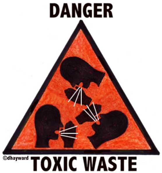 cartoon sign: toxic waste.