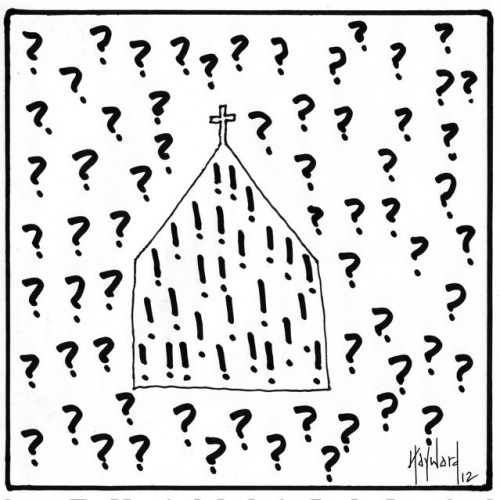 question exclamations cartoon drawing by nakedpastor david hayward