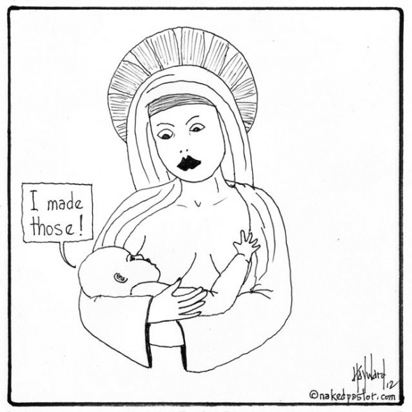 God Nursing cartoon by nakedpastor david hayward