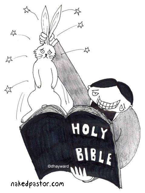 the bible and magical thinking cartoon by nakedpastor david hayward