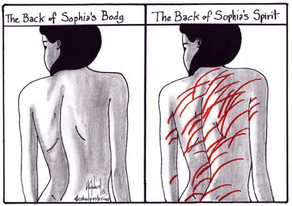 Sophia's Back cartoon by nakedpastor david hayward