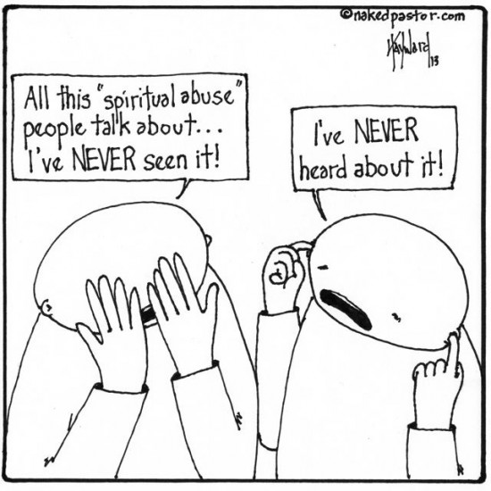 blind and deaf to spiritual abuse cartoon by nakedpastor david hayward