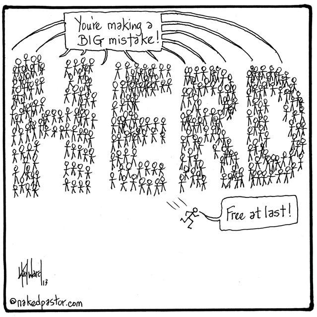 escape the herd cartoon by nakedpastor david hayward