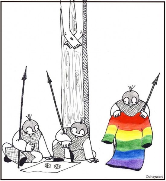 jesus rainbow robe cartoon by nakedpastor david hayward
