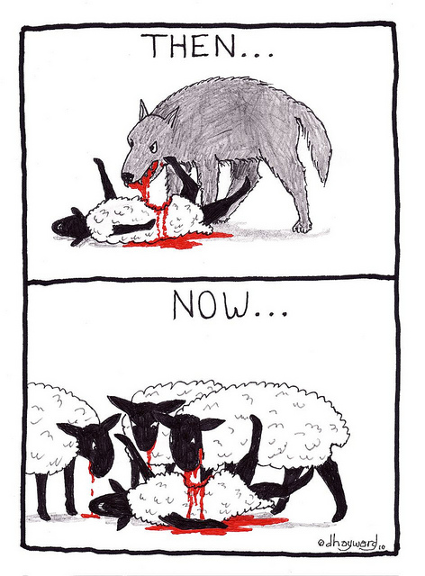 sheep then and now cartoon by nakedpastor david hayward