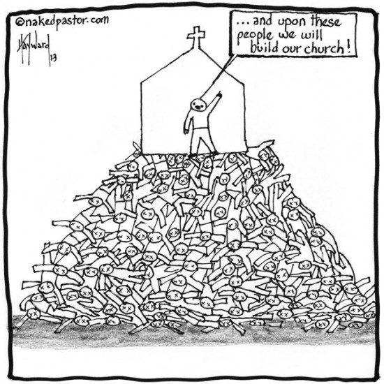 a mountain of harmed people cartoon by nakedpastor david hayward