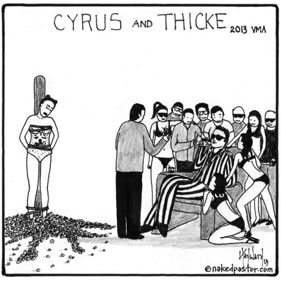 public stoning of miley cyrus and thicke cartoon by nakedpastor david hayward