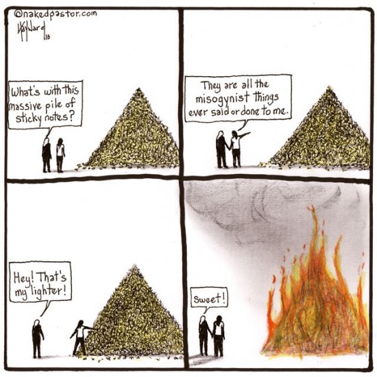 misogyny sticky notes cartoon by nakedpastor david hayward