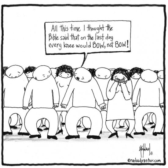 every knee will bow cartoon by nakedpastor david hayward