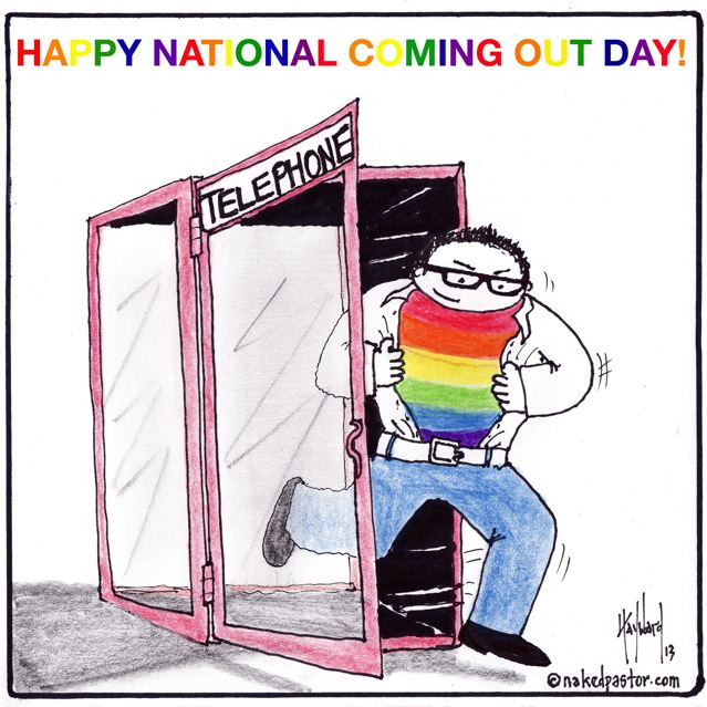 Happy National Coming Out Day Cartoon.