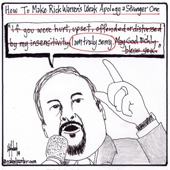 rick warren apology asian american evangelicals cartoon by nakedpastor david hayward