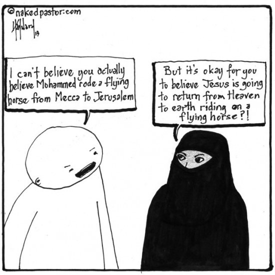 muslims christians and flying horses cartoon by nakedpastor david hayward