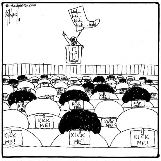kick me normalization of abuse cartoon by nakedpastor david hayward
