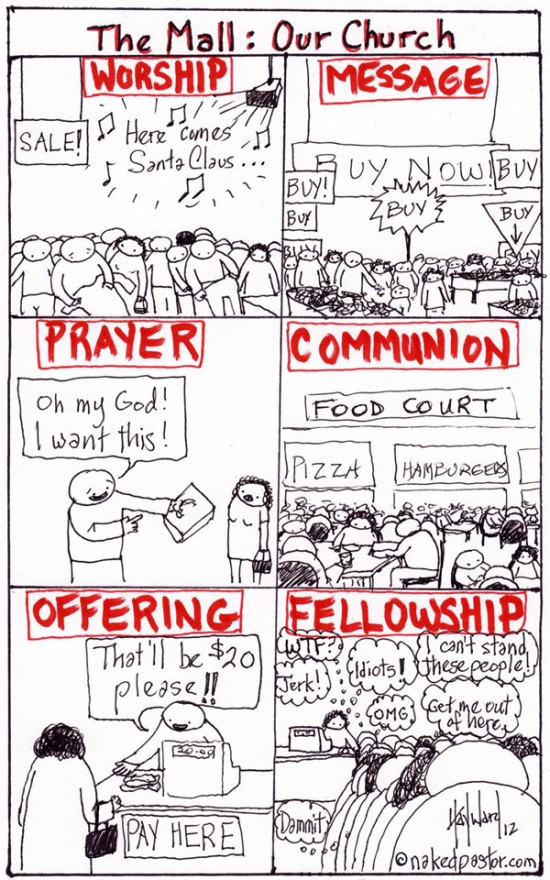 christmas shopping and church cartoon by nakedpastor david hayward