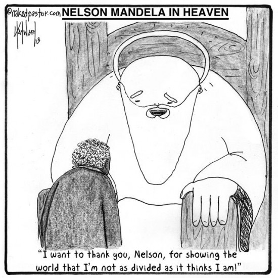 nelson mandela in heaven cartoon by nakedpastor david hayward