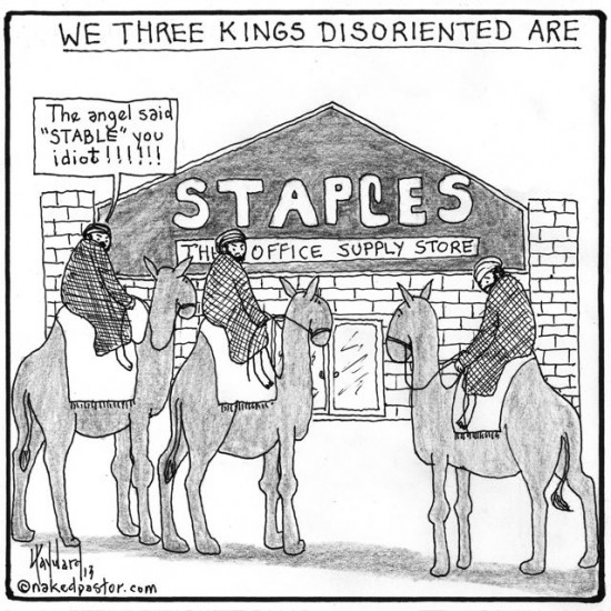 birth of jesus and office supplies cartoon by nakedpastor david hayward