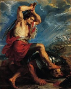 Peter Paul RUBENS, David slaying Goliath, David terrassant Goliath, v. 1616; public domain