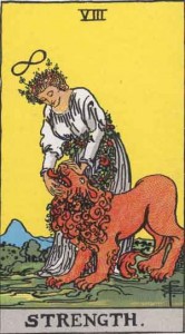 Strength Strength Tarot card - image via Wikpedia, public domain