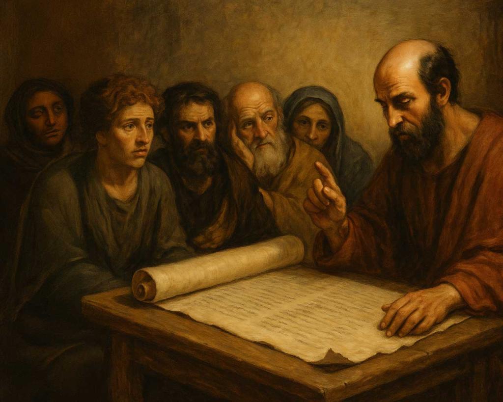 Interpreting Romans 13: A timeless tension between faith and authority, captured in a scene that evokes reverence, reflection, and the cost of obedience.