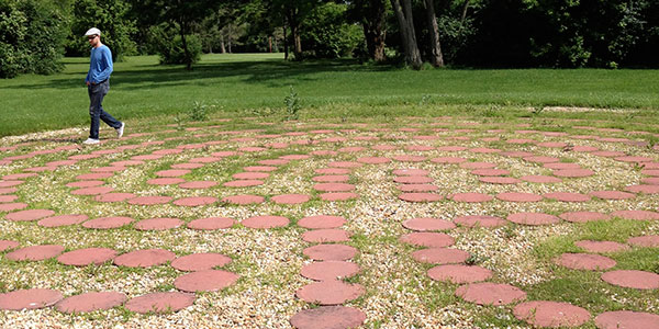 Me walking the labyrinth at the Headquarters of the Theosophical Society in America (didn't encounter any spirits)