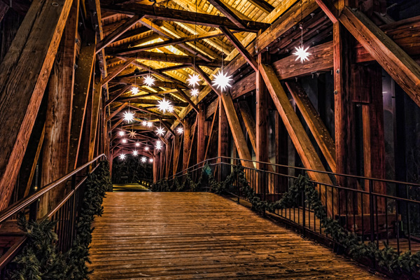 "Old Salem Bridge with Stars" by Sheila Hunter. Used by permission.