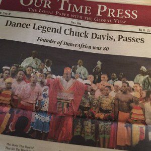 Dance Legend Chuck Davis passes cover of Our Time Press photo by Lilith Dorsey. All rights reserved.