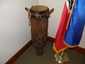 Haitian drum and flag photo by Lilith Dorsey. All rights reserved.